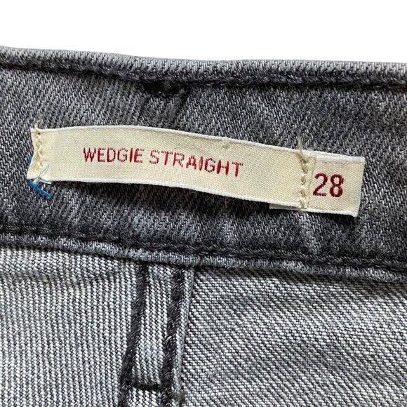 Levi's Wedgie Fit Straight Jeans Womes Sz 28 Smoky Skies High-Rise Big 'E' Denim - Picture 12 of 14